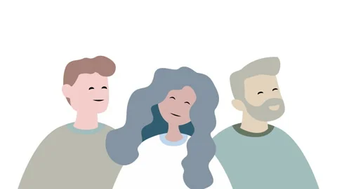 Three comic people isolated on white background in 4k video. Stockbeeldmateriaal 147595523