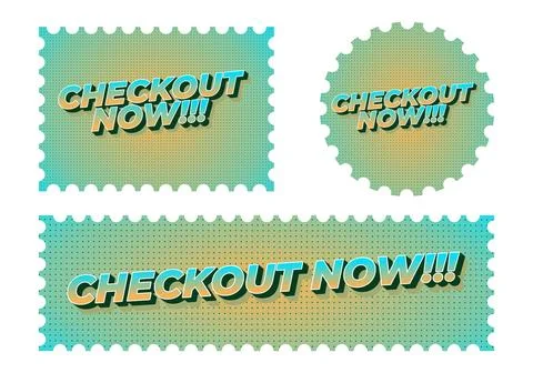 Three comic style coupon or stamp banners with perforated edges and halfton.. Stock Illustration
