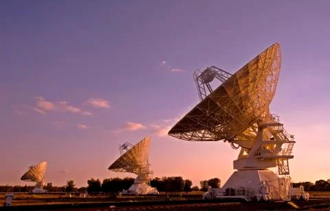 Three Compact Array Telescopes Stock Photos