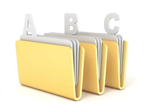Three computer folder with ABC files 3D Stockillustratie