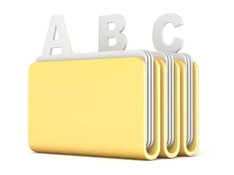 Three computer folders with ABC files 3D Illustrazione stock