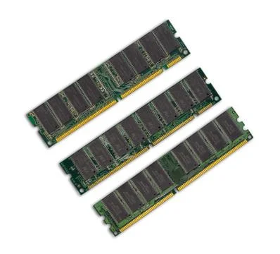 Three computer memory chips Stock Photos