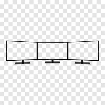Three Computer Monitors Mockup isolated on transparent background. Triple mon Stock-Illustration