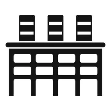 Three computer servers standing on a server rack icon 스톡 일러스트