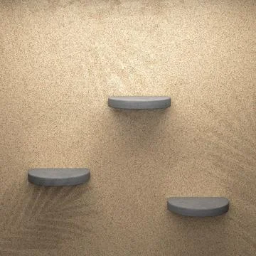 Three concrete round shelfs on wall Stock Illustration