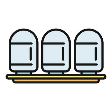 Three condiment shakers on tray kitchen seasoning icon Illustrazione stock