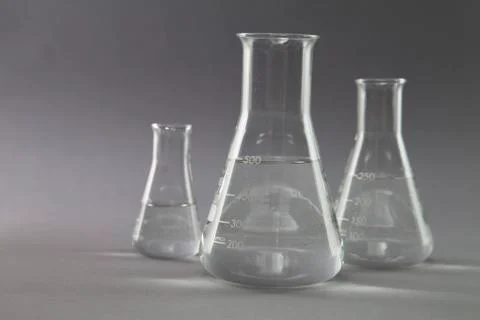 Three conical flasks Stock Photos