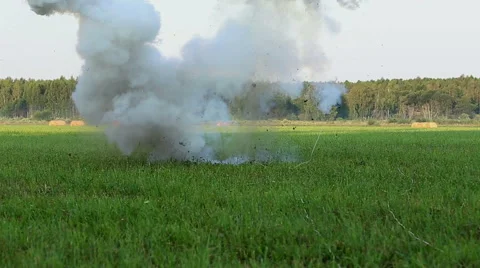 Three consecutive explosion with fire and smoke Stock Footage 64703842