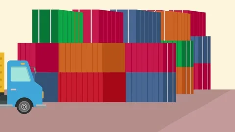 Three container trucks loading and unloa... | Stock Video | Pond5