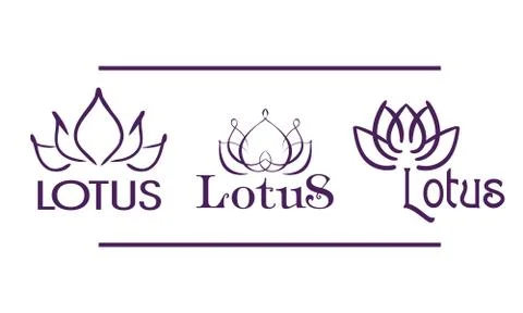 Three contour lotus logotypes for spa and yoga Stock Illustration
