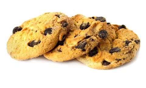 Three cookies with cherry drops in a row Stock Photos