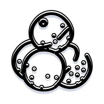 Three cookies with chocolate chips line art icon Stock Illustration