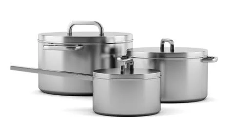 Three cooking pans isolated on white background Stock Illustration