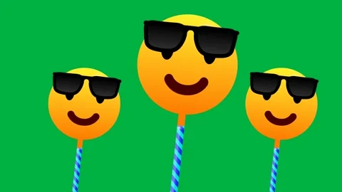Three cool and sunglasses wearing emoji animation isolated on green backgroun Stock Footage 270451249