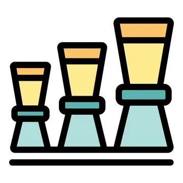 Three cooling towers of increasing size represent the growing global demand f Illustrazione stock