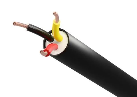 Three core electric power copper cable wire Stock Photos