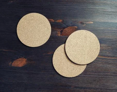 Three cork coasters Stock Photos