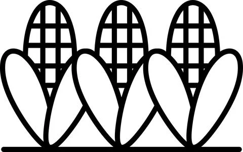 Three corn cobs are shown in a row, with the middle one being the tallest Stock Illustration