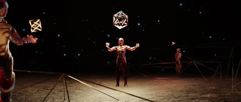 Three cosmic entities create abstract geometry, a fantastic surreal plot. Stock Footage 211873271