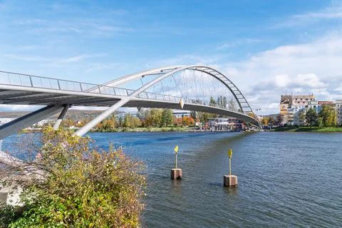 Three countries bridge connecting Germany with France Stock Photos