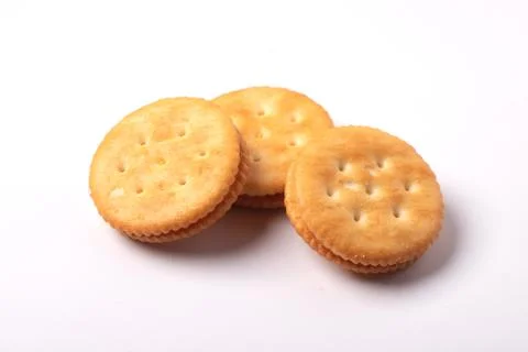 Three crackers on a white background Foto stock