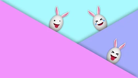 Three crazy facial expression easter eggs on colorful background. Stock Footage 304269651
