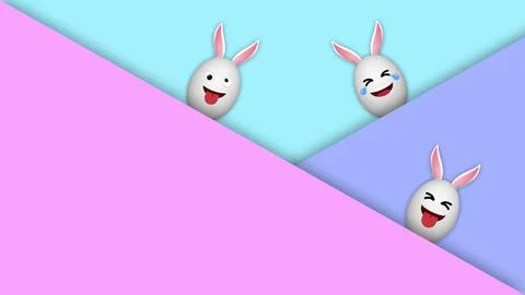 Three crazy facial expression easter eggs on colorful background. Stock Illustration