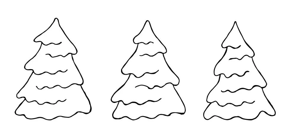 Three creative linear vector fir-tree Stock Illustration
