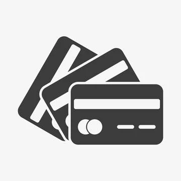 Three credit cards vector icon. Debit card sign. Stock Illustration