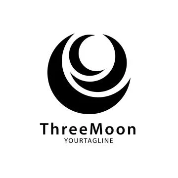 Three crescent moon logo with a simple and unique style, suitable for your .. Stock Illustration