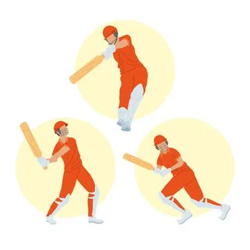 Three cricket players Illustrazione stock