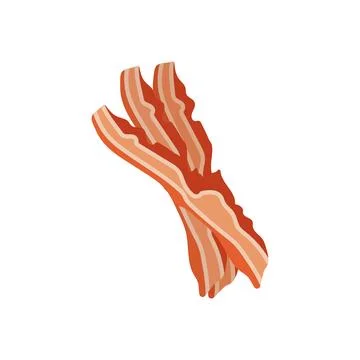 Three crispy bacon strips. Vector Stock Illustration