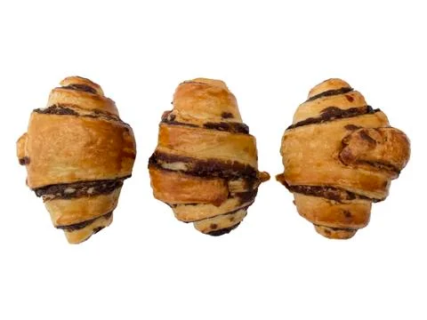 Three croissants isolated Stock Photos