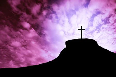 Three cross on a hill Stock Photos