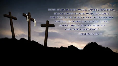 Three Crosses Blue withText Stock Footage 35796933