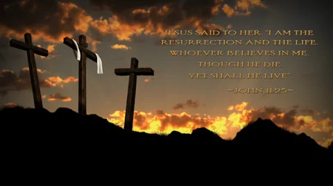 Three Crosses Gold withText Stock Footage 35796972
