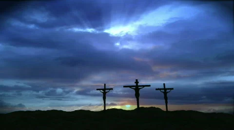 Three Crosses on a Hill Stock Footage