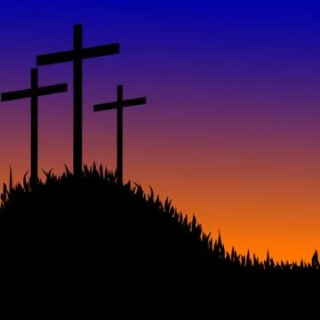 Three crosses on a hill vector Stock Illustration