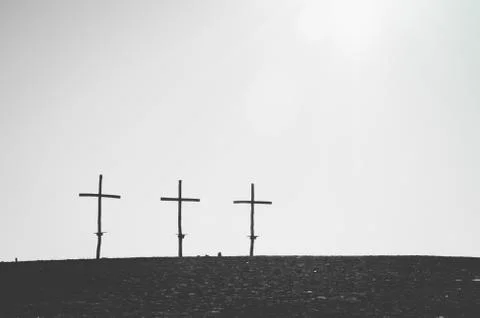 Three crosses on the horizont Stock Photos