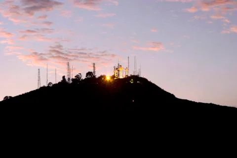 Three Crosses On The Mountain Stock Photos