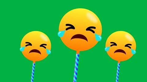 Three crying emoji animation in swinging motion isolated on green background. Stock Footage 270451215