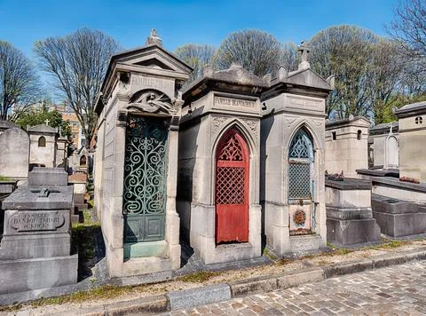 Three Crypts In Paris Cemetery Stock Photos