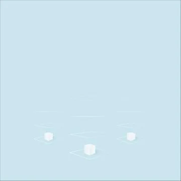 Three cubes. Abstract 3d geometric shapes on blue background. Stock Illustration