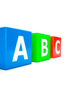 Three cubes with letters a, b, and c 스톡 일러스트