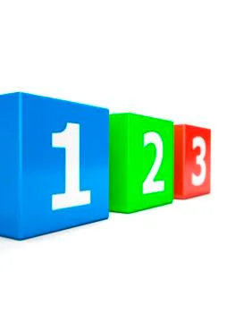 Three cubes with numerals 1, 2 and 3 Ilustração Stock