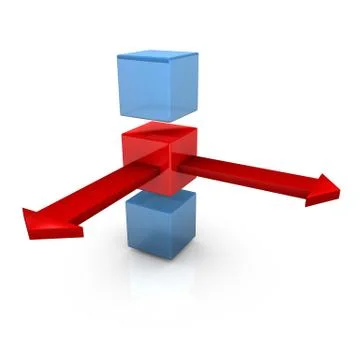 Three cubes two arrows Stock Illustration