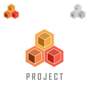 Three cubic shape icons Ilustración de archivo