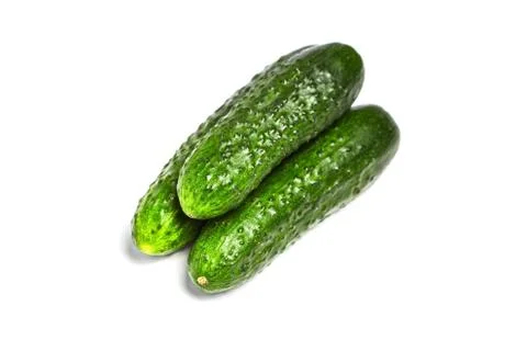 Three cucumbers isolated on white background Stock Photos