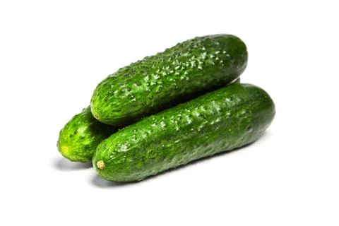 Three cucumbers isolated on white background Stock Photos