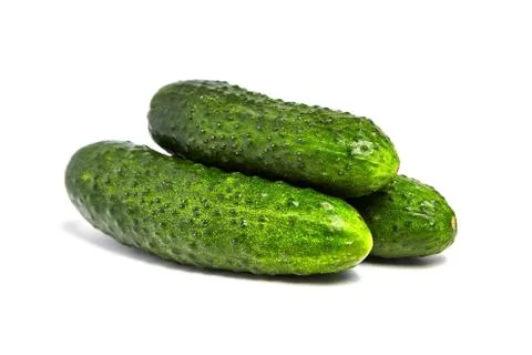 Three cucumbers isolated on white background Stock Photos